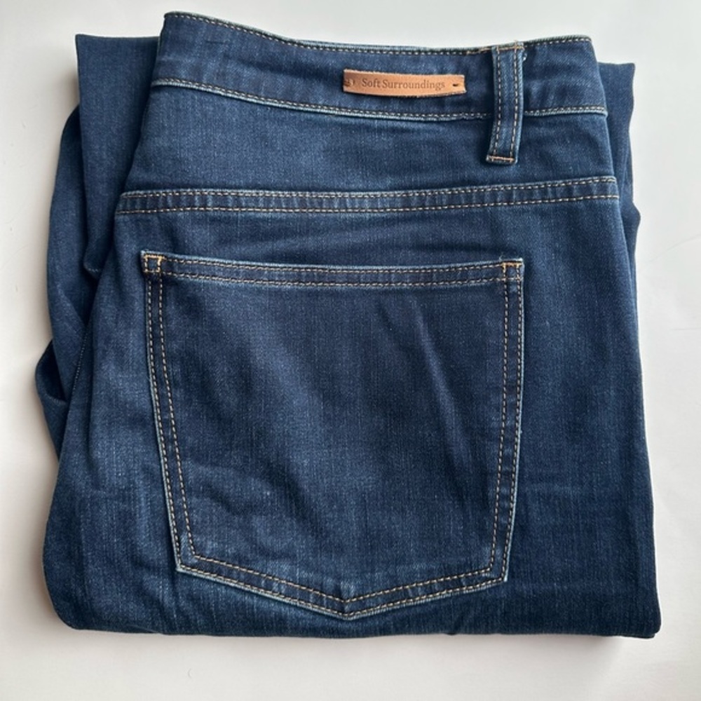 Soft Surroundings Jeans‎  plus Size 14 Blue Wide Leg Relaxed Stretch Denim